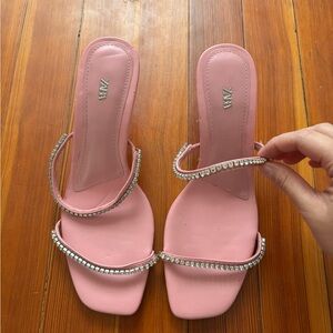Zara Pink Sandals with Rhinestone Accents